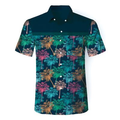 China Men's Breathable Trend Vacation Printed One Button Coconut Tree Short Sleeve Shirts Mens Casual Wild Hawaiian Shirts Blouses Tops for sale