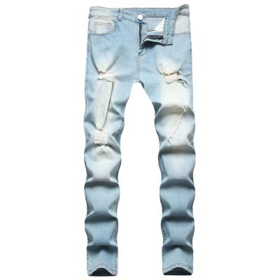 China Breathable Mens Vintage Hip Hop Ripped Biker Jeans Destroyed Fringed Mens Motorcycle Joggers Skinny Denim Pants Painted Skinny Jeans for sale