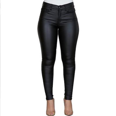 China Women's Breathable PU Leather Pants Black Sexy Stretch Tights Pencils Long Casual Spring And Autumn Solid Plus Size Pants 3XL High Waist for sale