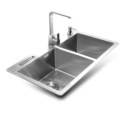 China High Quality Custom Handmade Stainless Steel Wall Mounted Basin Sinks Double Faucet Freestanding Sink For Home Kitchen for sale