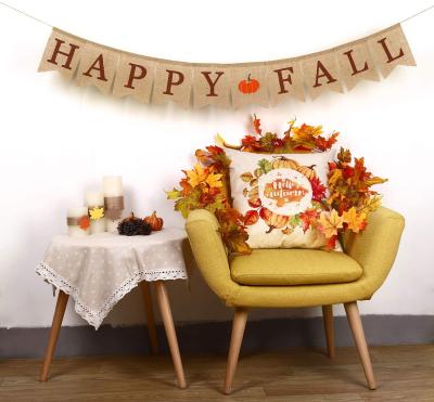 China Bunting Flag Garland Party Thanksgiving Day Fall Decoration Quality Card Pumpkin Burlap Harvest Banner Happy Home Paper Decor for sale