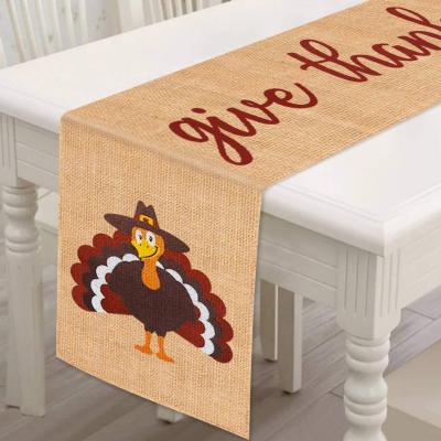 China Fun Burlap Thanksgiving Table Runner 13 x 72 inch Rustic Table Decor Thanksgiving Give Thanks Table Runner for sale