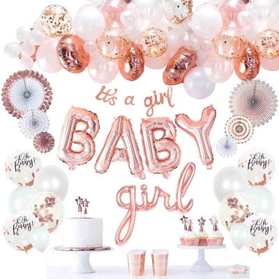 China Fun Rose Gold Baby Shower Rose Gold Balloon Arch Decorations for Girl 36 Pieces Balloon Arch for sale