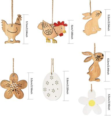 China Fun Easter Wooden Tag Hanging Hanging Party Ornament Hanging Decoration with Easter Egg for Kids Craft Party Supplies for sale