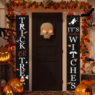 China Fun Outdoor Halloween Decorations Trick Or Treat It's Witches Hanging Welcome Sign Home Porch Decorations Porch Signs Decor for sale