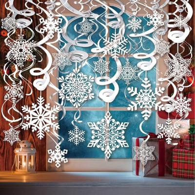 China Fun Merry Christmas Snowflake Hanging Swirls Garland Foil Ceiling Ornaments Winter Wonderland Holiday Party Decor Supplies for sale