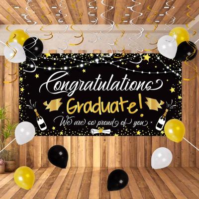 China Polyester Oxford Cloth 25PCS Graduation Decorations Party Supplies Banner Garland Photo Backdrop 2022 Graduate Congratulations Big for sale