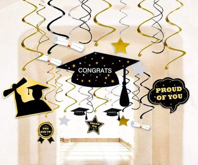 China 2021 Grade Card Graduation Party Supplies 42PCS Paper Decorations Hanging Swirl Star Grad Floats Graduation Ceiling Foil Ornaments for sale