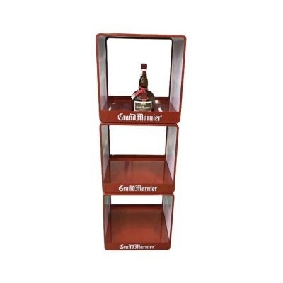 China Retail Stackable Cube Custom 3 Tier Wine Liquor Beverage Metal Cube Display Rack Stackable Rack for sale