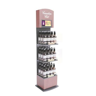 China Pop Store Floor Retail Wood Storage Honey Wine Bottles Display Stand BV4869 for sale