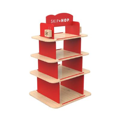 China Wholesale Modern Style 4 Shelves Wooden 4 Shelves Kids Play Display Stand For Exhibitor for sale