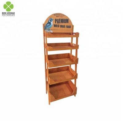 China Custom Store Floor Standing Pet Products Wooden Display Stand For Retail Store for sale