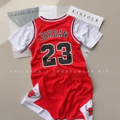 China Breathable Basketball Short Sleeve Clothing Suit Jordan Basketball Short Clothes Boy Girl Tank Top Easy Dry Kids Sports Jacket for sale