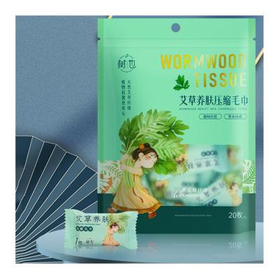 China Wormwood Fibers 100% Soft Chinese Viscous Pressed Compressed Napkin Towel Coin Cloth Compresse Non Woven Towel Tablet for sale