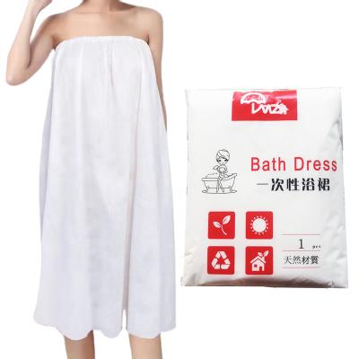 China Sustainable Disposable Spa Salon Massage Robe PP Bathrobe Bath Robe Strapless For Spa Beauty Sauna for sale