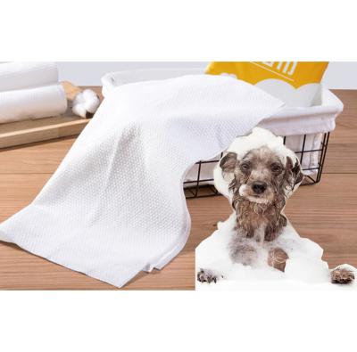 China Spunlace Nonwoven Fabric Pet Supply 30*65 Soft Large Pearl Absorbent For Cats Dogs Wash Disposable Nonwoven Pet Towel Pet Bath Drying Towel grooming for sale