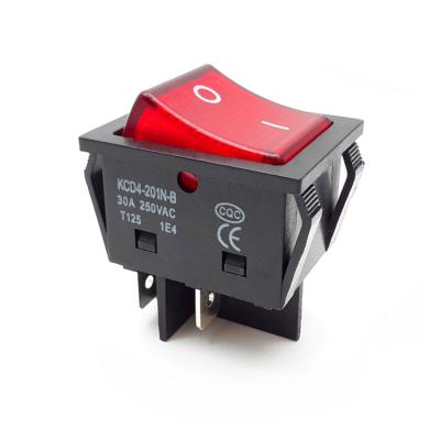 China Equipment t125 55 KCD4-201N Double Large DPST Rocker Switch Electric Current 30A Jet ON-OFF kcd4 for sale