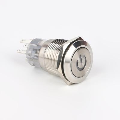 China Stainless Aluminum Oxide Metal Light Brass/Nickel Plated Buttons/Switches Illuminated Switch By 19mm Led Momentary Push Button Switch for sale