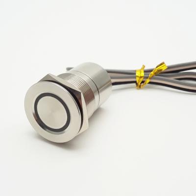 China 19mm latching or ip68 momentary electric piezo switch waterproof piezoelectric contact flat head lamp switch ip68 for sale