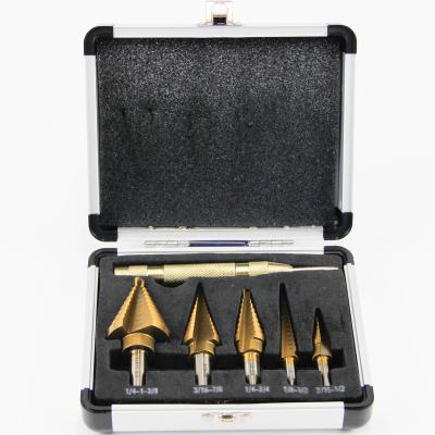 China Hot Sale Metal Drilling BEHAPPY 6PCS HSS Center Punch Drills Step Drill Bits Set For Sheet Metal for sale