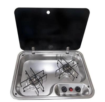 China RV Cooker Gas Built-in 1/2/3 Burner camping Gas Stove With Sink LPG for sale