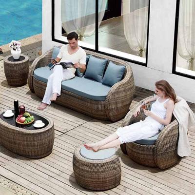 China Leisure Modern Wicker Covered Luxury Flat-weave Terrace Use Outdoor Furniture Rattan Recliner Sofa for sale