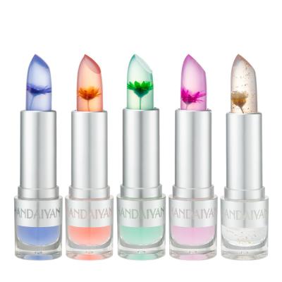 China Custom Private Label Jelly Flower Color Changing Jelly Waterproof Organic Clear Lipstick for sale