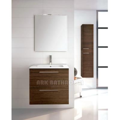 China Modern Walnut Bathroom Vanity MDF Bath Cabinet Wall Hung Bathroom Cabinet for sale