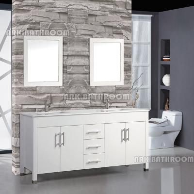 China Modern Bamboo Bathroom Cabinets Bathroom Vanity Unit With Marble Top for sale