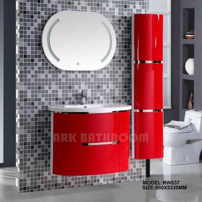 China Modern Round Oval Bathroom Vanity Italy PVC Bathroom Cabinet Bathroom Furniture Kosovo RW039 for sale