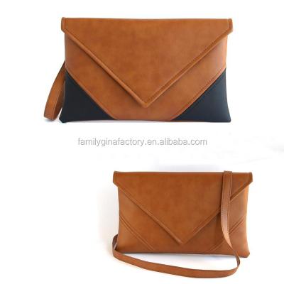 China Custom Made Classic Solid Color High Quality Vegan Leather Monogrammed Clutch Strap Bag For Women for sale