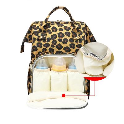 China Wholesale Diaper Bag Women Leopard Milti Compartment Diaper Backpack for sale