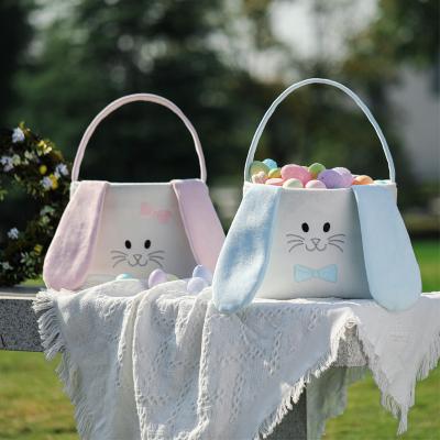 China Popular Wholesale Gift Tote Bag Egg Bucket Plush Easter Bunny Basket With Ears Easter Decoration for sale