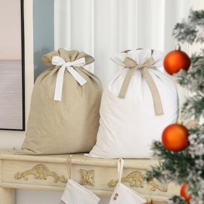 China Popular Christmas Sack Christmas Festival Party Gift Decoration Canvas Christmas Gift Bag Santa Sacks for sale