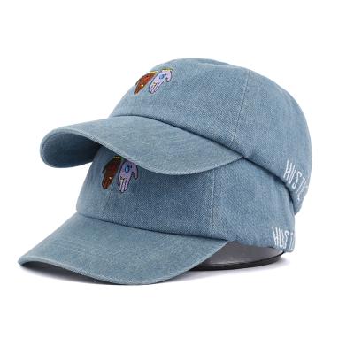 China Bulk Free Sample 6 JOINT Panel Custom Embroidery Logo Gorras The Custom Logo Dad Hat Denim for sale