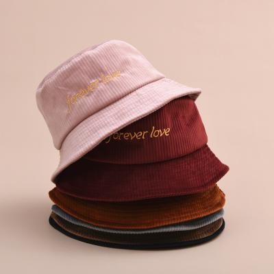 China Hot Selling Bulk Cheap Character Corduroy Bucket Hats Fisherman Hats Embroidery Bucket Hats With Custom Logo for sale