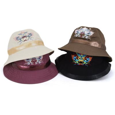 China Solid Color Wholesale Bulk Fashion Embroidery Custom Logo Character Fishing Bucket Hat for sale