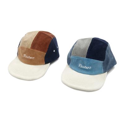 China COMMON gorra 5 brim embroidery logo camper hat corduroy hat 5 panel custom hat flat hat 5 panel for sale