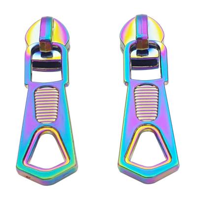 China Others Wholesale Zinc Alloy Colorful Customize Metal Logo Engraved Zipper Pullers Slider For Clothes for sale