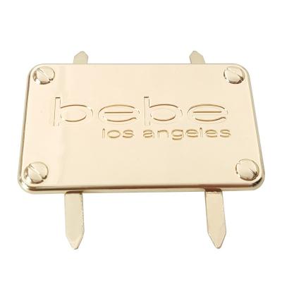 China Factory direct sale viable handbag hardware accessories pinch metal logo designs metal plate for sale