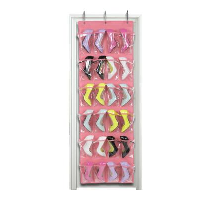 China 24 Clear Pocket Grids Home Storage Shoe Hanger Organizer Bag Viable Foldable Hanging Bags Over The Door for sale