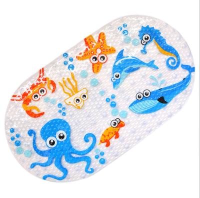 China Customized Cartoon Stocked Printing Anti Slip Baby Tub Mat Plastic PVC Bath Mat For Kids for sale