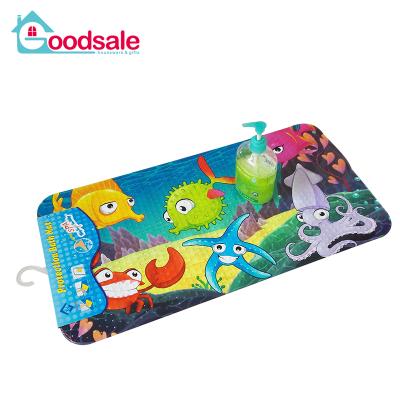 China Large Suction Cup Support Floor Foot Back Supporting Floor Rug Bathroom Anti-Slip Kids PVC Bath Mat for sale