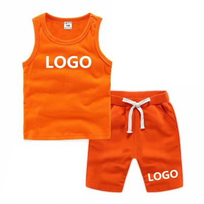 China High Quality Sweet Custom Wholesale Casual With Logo Kids Children Boys And Girls 2pcs Summer Sleeveless Vest Shorts Clothing Sets for sale