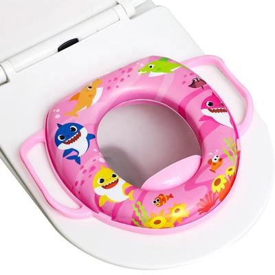 China Kids Toilet Seats Eco-Friendly Cute Kids Travel Potty Cover Portable Potty Training Seat Plastic Printing Handle Holder for sale