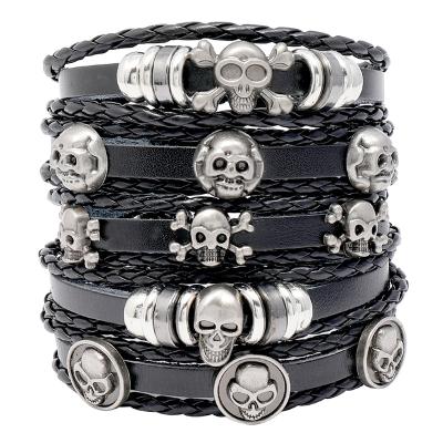 China Shangjie Other 2021 New Arrival OEM Halloween Fashion Leather Charm Bracelet For Gift Statement Halloween Men Multi Bracelet for sale