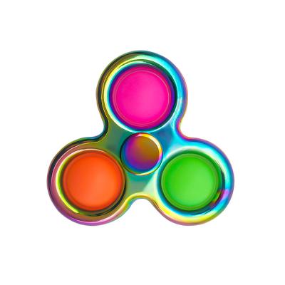 China Factory Supply Fashionable Rainbow Colors 2022 Hand Trigger Pushing Person Metal Spinner Spinner Toys for sale