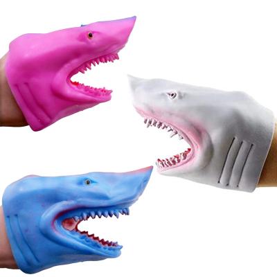 China High Quality Manufacturer Spot Shark Soft Silicone Kids Role Playing Toys Shark Animal Hand Puppet for sale