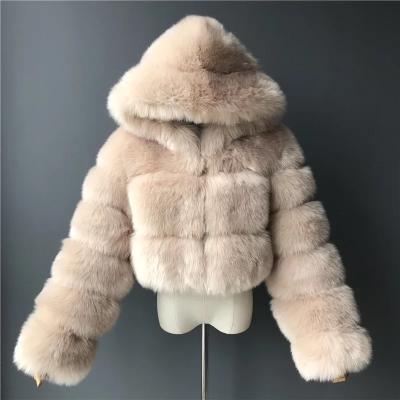 China High Quality QUICK DRY Luxury Fur Women's Winter Faux Fur Coats And Jackets Hairy Cultivated Hooded Hairy Jacket for sale