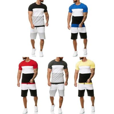 China QUICK DRY Tracksuit Men's Summer Short Sleeve T-shirt Shorts Sets Mens Fashion Sportswear Charm Color Two Piece Sports Suits Sets For Men 2021 for sale